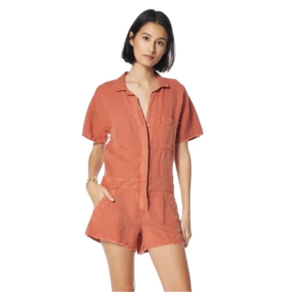 YFB Young Fabulous & Broke Womens Felix Raw Edge Romper Paprika Size Small